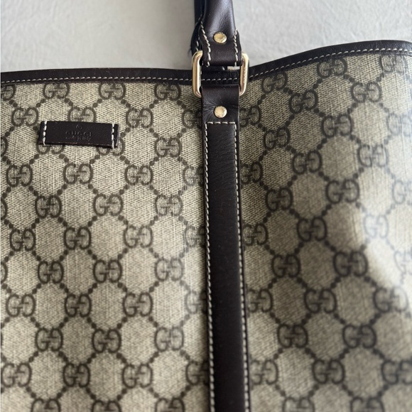 GUCCI | Coated Canvas Men’s Travel Tote Bag Leather Handle GG Print - Picture 5 of 13